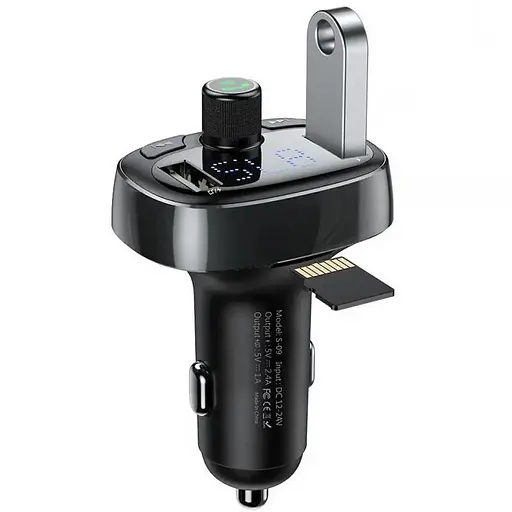 АЗП FM модулятор Baseus S-09 Overseas Edition 3.4A (2USB-A) (CCMT000301) Black