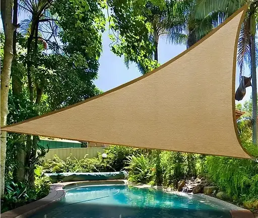 Тент навіс затінюючий трикутний 3х3х3м Оксфорд (Бежевий) - фото 3