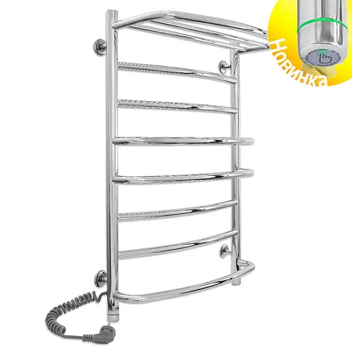 Электрический полотенцесушитель Laris Евромикс П8 500x800 Е с полкой сенсор S3 левый 73207692, Хром, Левое, Электронный - фото 2