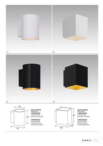 Настінний світильник Zuma Line Sola WL Round Black-Gold 91061 - фото 3