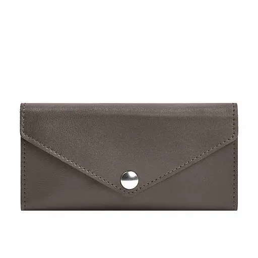 Кожаный клатч (портмоне) на кнопке 5.0 Темно-бежевый - фото 10