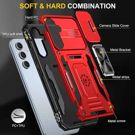 Ударопрочный чехол Camshield Army Ring для Samsung Galaxy A34 5G Красный / Red - фото 4