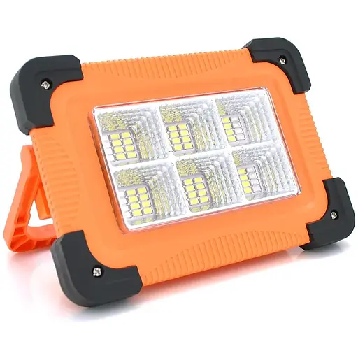 Переносной фонарь-прожектор Leovin LE-068+Solar (30W), 36 LED(SMD), 4 режима, встроенный аккумулятор, заряд от 5V, USB выход, Box