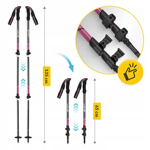 Трекинговые палки Mountain Goat Peak+ 65-135 см Black/Pink (P-5905973404648) - фото 6