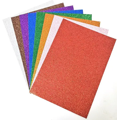Набір кольорового паперу з глітером, 21x29.7 см, 8 аркушів, GL250-8, різнокольоровий