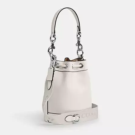 Женская кожаная сумка Bucket Bag (Белая) - фото 3