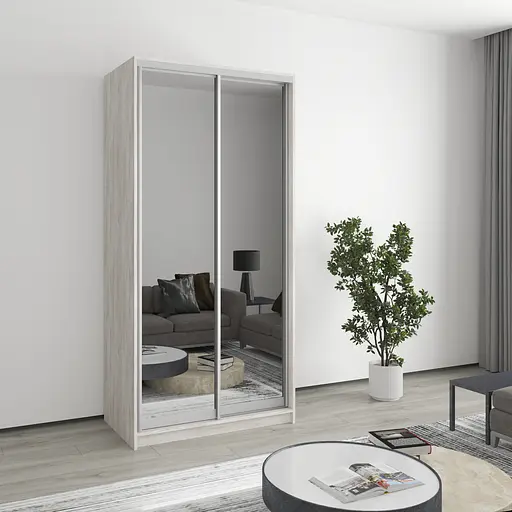 Шафа-купе дводверна MebelStar Стандарт AL 2 Дзеркала 100x45x210 см Аляска сірий (MBS-2504)