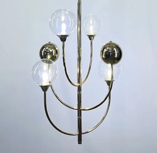 Люстра з скляними та металевими плафонами з дугоподібними ріжками Line.F CA 16-4 - фото 2