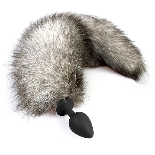Силіконова анальна пробка Art of Sex з хвостом із натурального хутра Size M Artctic fox