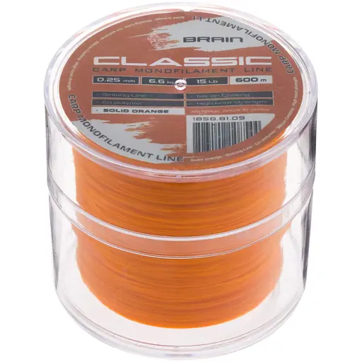 Волосінь Brain Classic Carp Line (solid orange) 600 м 0.25 мм 15 lb 6.6 кг - фото 2