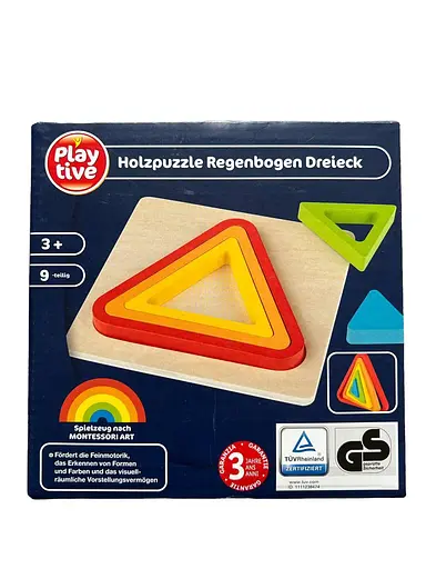 Деревянная головоломка Монтессори Play tive радужный треугольник - фото 1