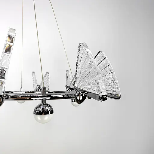 Світлодіодна люстра з 8 метеликами в срібному корпусі | Арт. CA 02/8 CH | Line F - фото 5