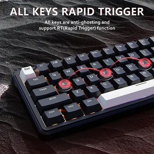 Игровая проводная магнитная клавиатура Attack Shark X65 HE / Magnetic Switch / 8К / RGB / 65% / Black - фото 5