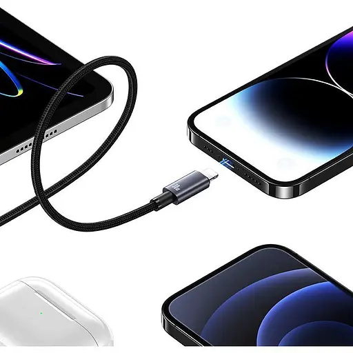 Кабель Usams US-SJ662 USB-C to Lightning 30W 3A 1.2m Tarnish (SJ662USB01) черный [138986] - фото 5