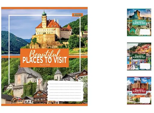 Зошити учнівські 24 аркуша клітинка. 1В Small towns, 20 шт. в упаковці