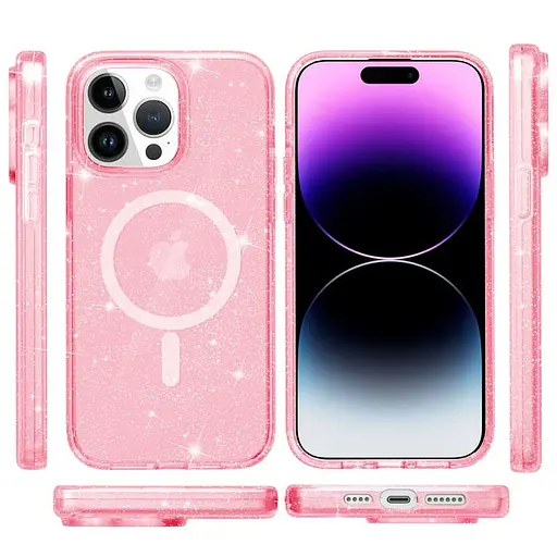 Чехол Epik TPU Galaxy Sparkle MagFit для Apple iPhone 16 Pro 6.3 Pink+Glitter - фото 2