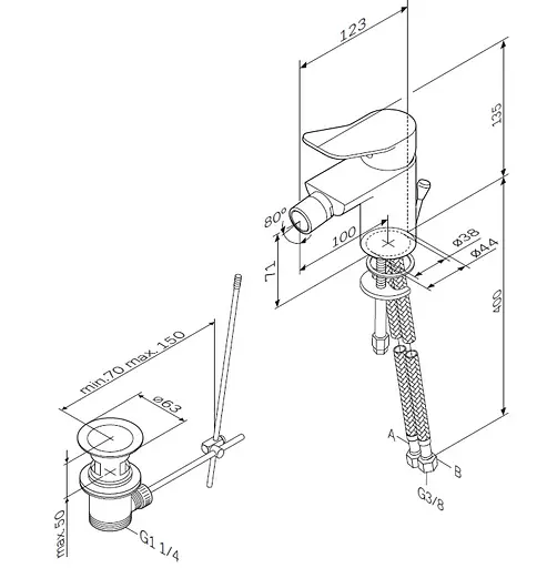 Смеситель для биде Am.Pm X-Joy с донным клапаном F85A83100 Хром - фото 8