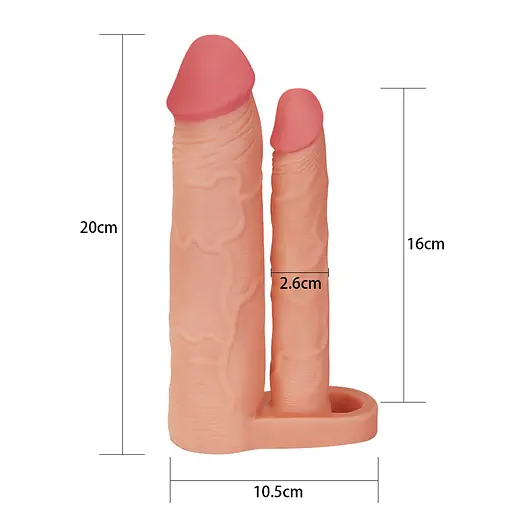 Насадка на пенис Lovetoy Pleasure X-Tender Double Flesh Add 2 20 см телесный - фото 5