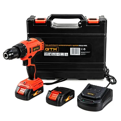 Акумуляторний ударний шурупокрут GTM DSI18/60BL безщітковий + 2 АКБ і ЗП у кейсі - фото 1