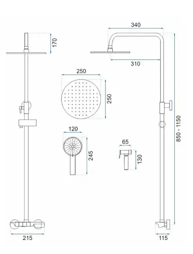 Душовя система Rea Max з термостатом та виливом хром REA-P6616, Хром - фото 3