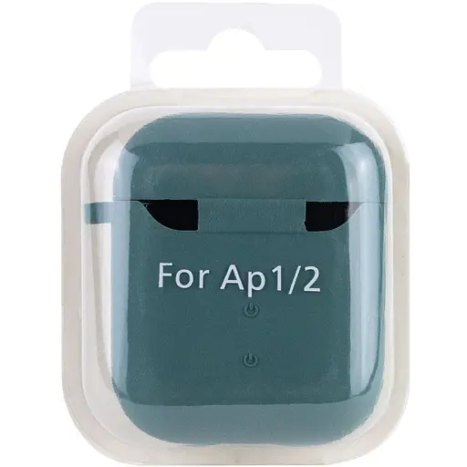 Силіконовий футляр з мікрофіброю для навушників Airpods 1/2 Зелений / Pine green - фото 5