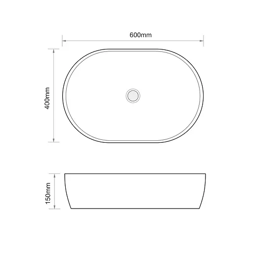 Умивальник накладний Mixxus Premium Ellipse-0105 marble-Black 600x400x150 мм MP6565, Мармур - фото 2