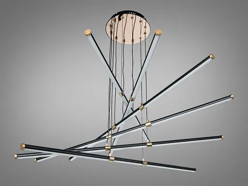 Підвісна LED люстра Romin 5 ліній чорна 70 Вт з пультом - фото 4