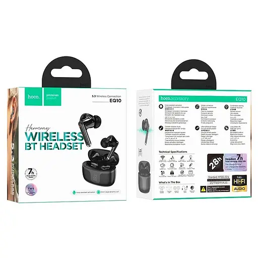 Наушники беспроводные Hoco EQ10 Plus TWS stereo гарнитура черная - фото 4