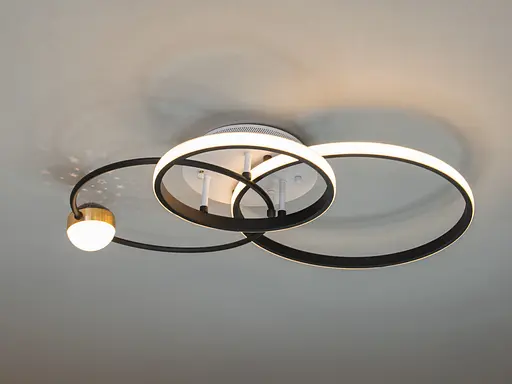 Стельова світлодіодна люстра кільця з пультом, 55Вт, білий+чорний - фото 2