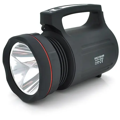Фонарь поисковый Gold Silver GS-8006, 1LED T6, 15W, 4 режима, 8000mah, Black, IP40, СЗУ+АЗУ, 195х100х140мм, BOX