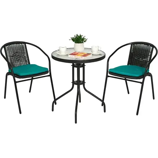 Садові меблі Chomik Bistro стіл та 2 стільці чорний - фото 3