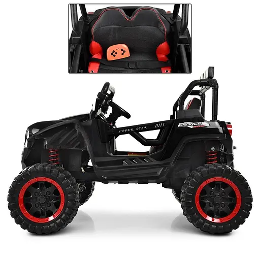 Електромобіль дитячий Bambi Джип M 3804EBLR-2-3 Racer 4×45W з пультом шкіряним сидінням та EVA-колесами чорний - фото 2