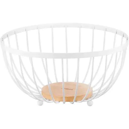 Корзина для фруктов Ardesto Midori белый металл дерево 25х25х13 см (AR0904W)