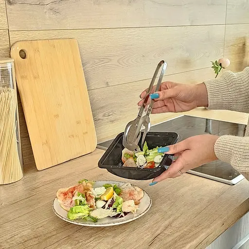 Щипці кулінарні (ложка+вилка) для сервірування та барбекю з нержавіючої сталі 26 см, Kitchen Master 85845 - фото 2