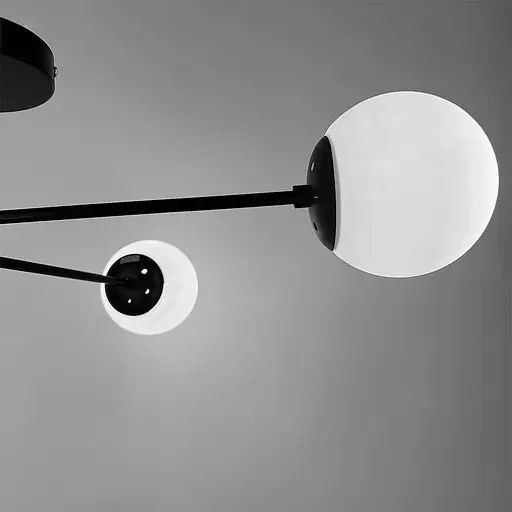 Люстра у чорному корпусі із 4-ма білими плафонами Ø 73 см | Line F | Арт. S7072/4 BK+WT - фото 3