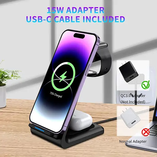 Багатофункціональний бездротовий зарядний пристрій HT-ZZ1 чорний колір - фото 7