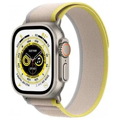 Смарт-часы Apple Watch Ultra GPS + Cellular 49 mm Titanium Case with Yellow/Beige Trail Loop-S/M (MNHD3/MNHK3)