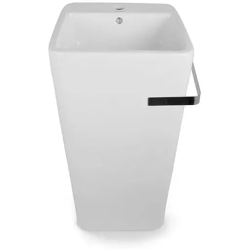 Умивальник Newarc Aqua 40x40 підлоговий з тримачем для рушника білий 9412W, Білий - фото 1