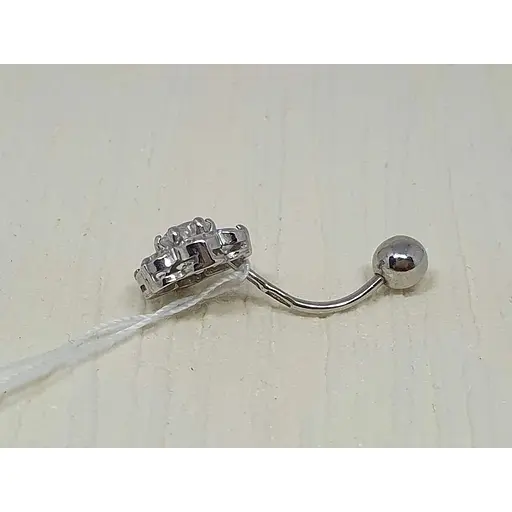 Срібна сережка для пірсингу пупка Ірій з фіанітами. 6010 - фото 2