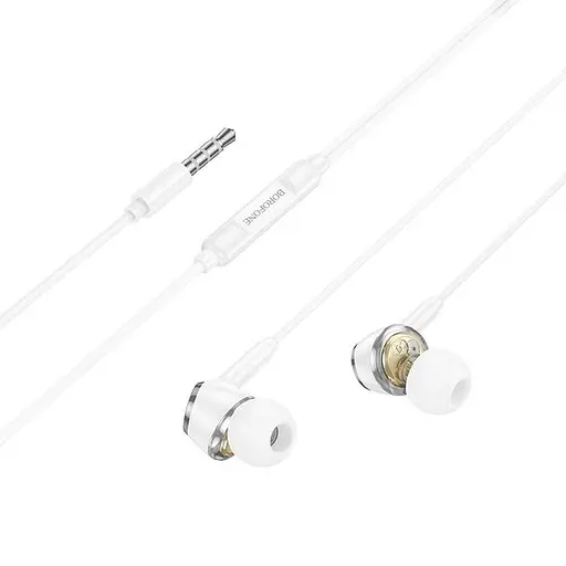 Дротові навушники Borofone BM90 Miller універсальні earphones with microphone, 3.5mm, 1.2m, white - фото 3