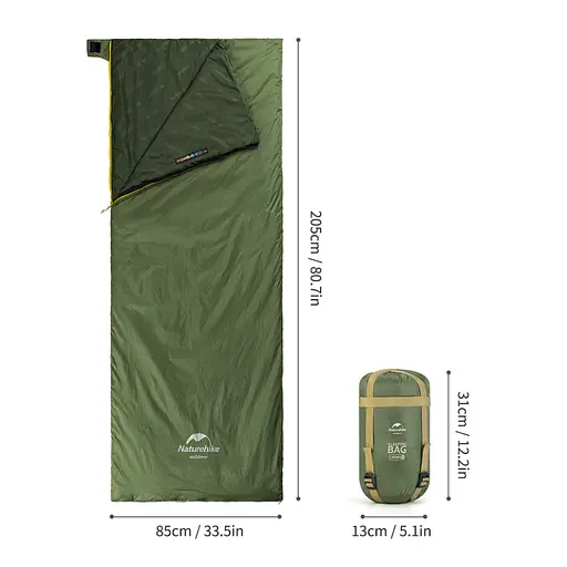 Спальный мешок Naturehike LW180 Mini NH21MSD04, правый, XL, темно-зеленый - фото 2