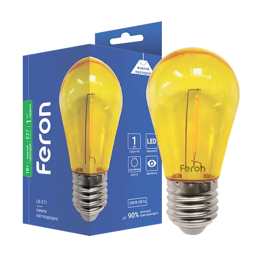 Світлодіодна декоративна лампа Feron LB-371 1 Вт E27 жовта прозора - фото 1