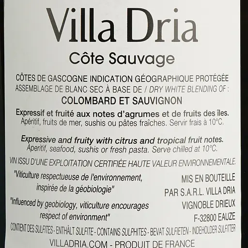Вино Villa Dria Colombard-Sauvignon Igp Cotes De Gascogne, белое, сухое, 0,75 л (917839) - фото 6