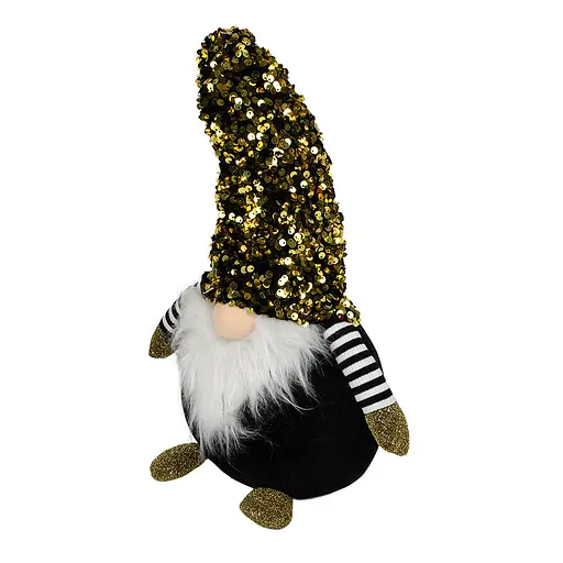 Новогодняя мягкая игрушка BonaDi Гном 49см с пайетками Декоративная фигурка Черная - фото 2