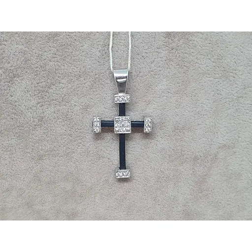 Золотий хрестик Гаразд з каучуком і фіанітами. 3541757 - фото 2