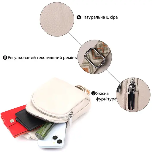 Сумка-слинг Vintage из натуральной кожи для женщин 15х21.5х6.5 см sum0027595 - фото 4