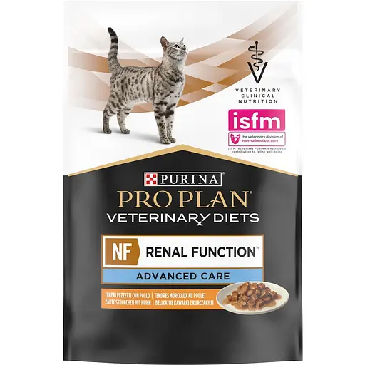 Уцінка. Вологий дієтичний корм для дорослих котів Purina Pro Plan Veterinary Diets NF Renal Function Advanced Care при патології нирок з куркою 850 г (10 шт. по 85 г) (12278375) - фото 5