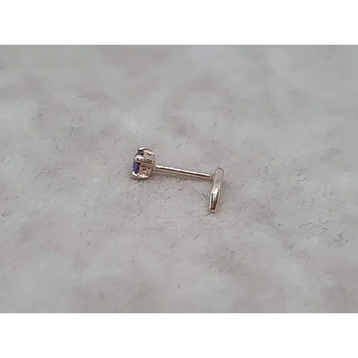 Золота сережка-пірсинг Dear в ніс Dear з фіанітом. 1017.1 Фіолетовий - фото 2