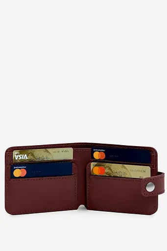 Кожаный портмоне Mini 2.2 бордовый. - фото 4