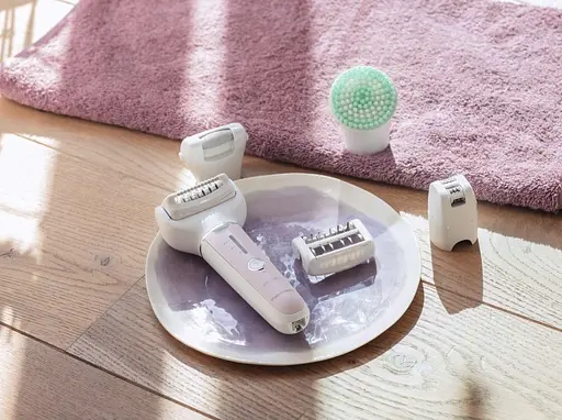 Panasonic Эпилятор пинцетный, аккумуляторный, пинцет.-60, влажн.+сух., насадок-5, футляр, розово-белый - фото 9